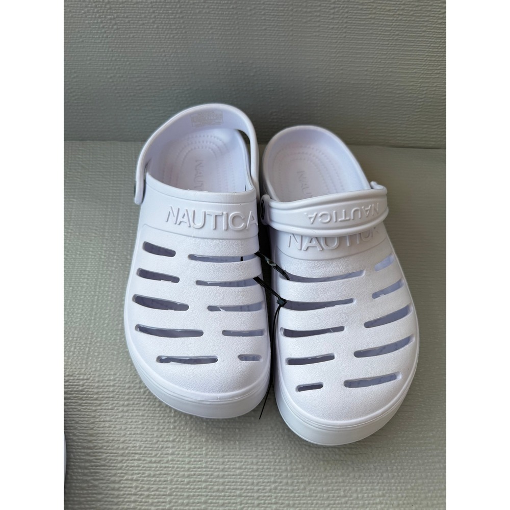 Nautica White Clogs Unisex Slip On Water Shoes Mens 7 Womens 9